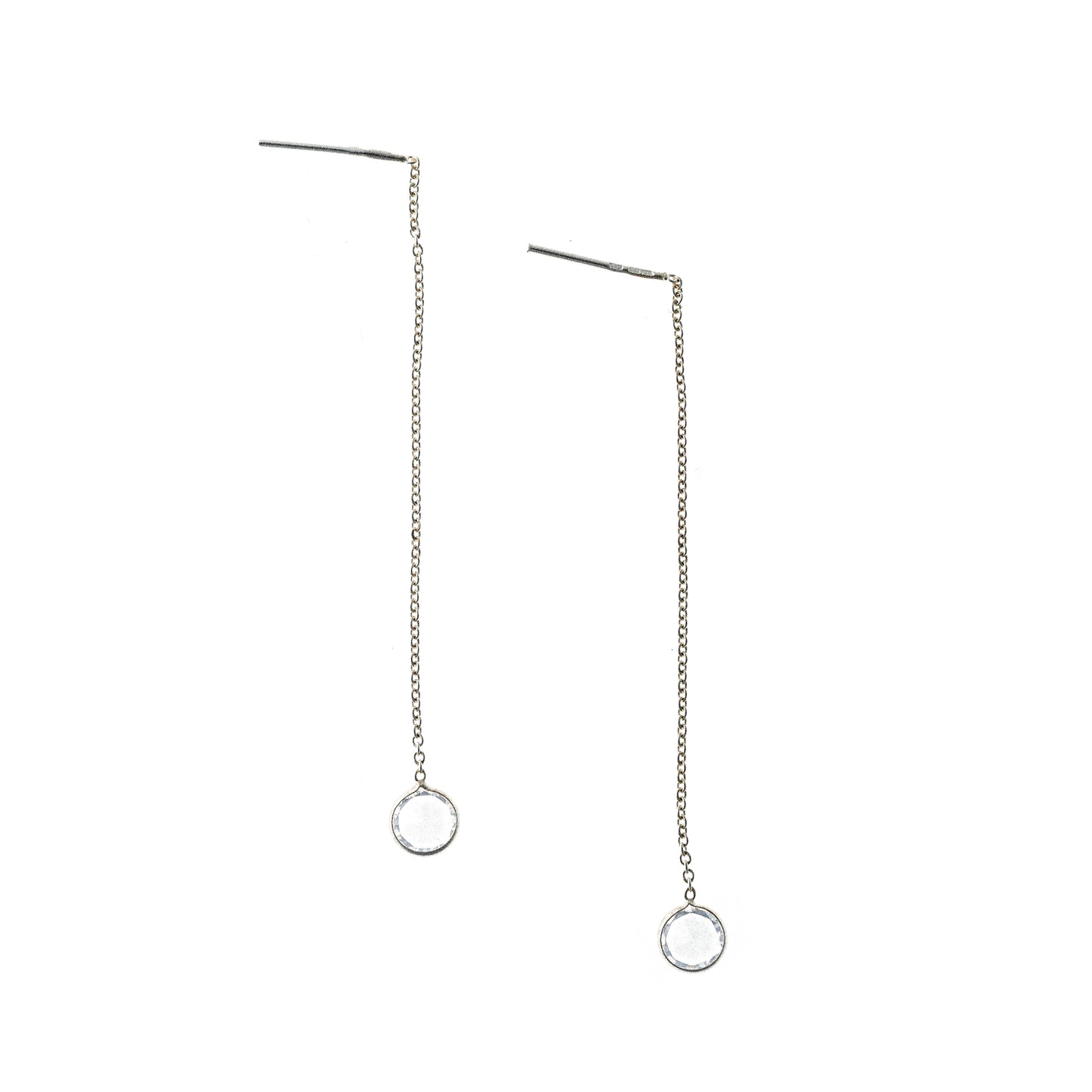 Sterling Silver CZ Chain Drop Earrings