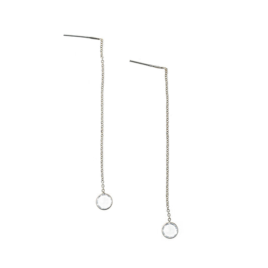 Sterling Silver CZ Chain Drop Earrings