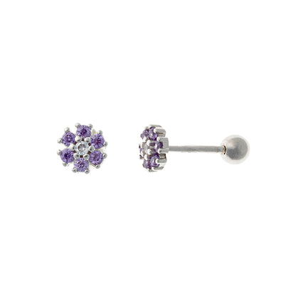 Sterling Silver Rhodium Plated Screw Ball Back Studs
