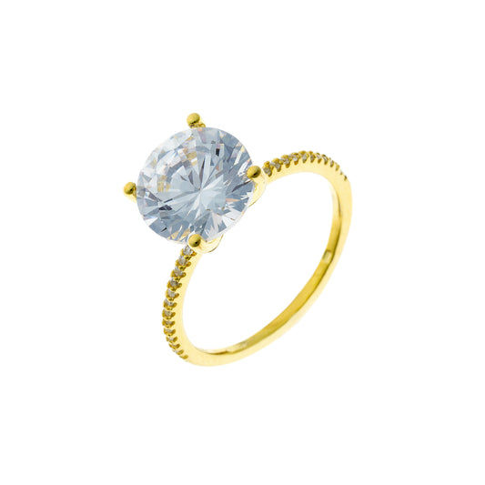 Sterling Silver Gold Plated CZ Crystal Ring