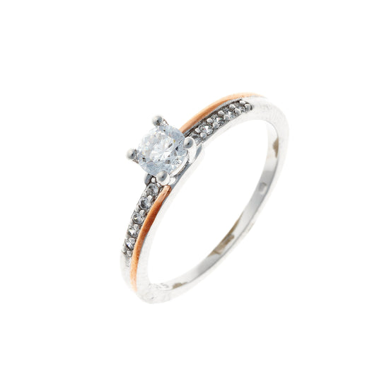 Sterling Silver Rhodium Plated CZ Crystal Ring