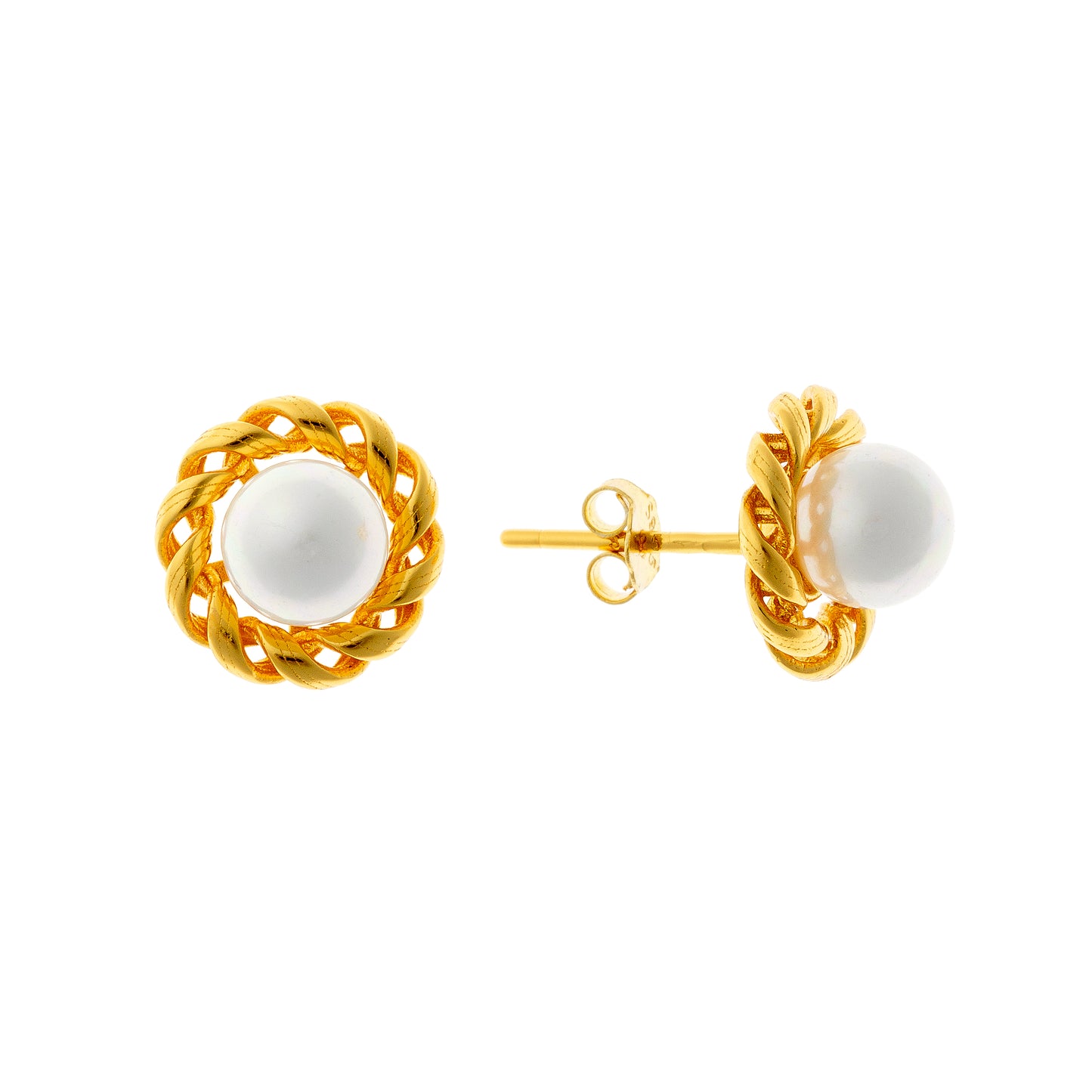 Sidabriniai auksuoti vinukai su perlu