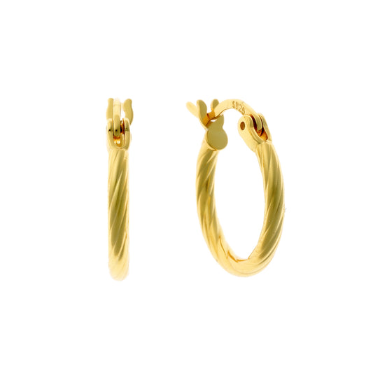 Sterling Silver Gold Plated Twisted Hoops