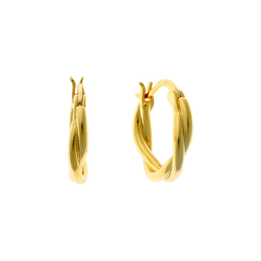 Sterling Silver Gold Plated Twisted Hoops