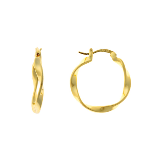 Sterling Silver Gold Plated 20 mm Twisted Hoops