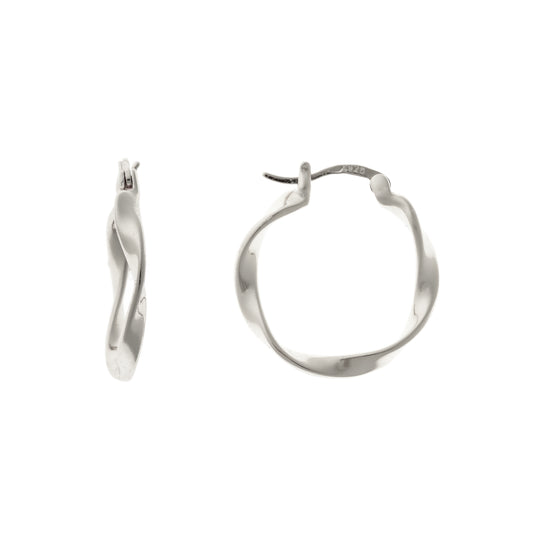 Sterling Silver Rhodium Plated 20 mm Twisted Hoops