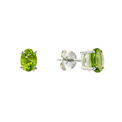 Sterling Silver Oval Peridot Studs