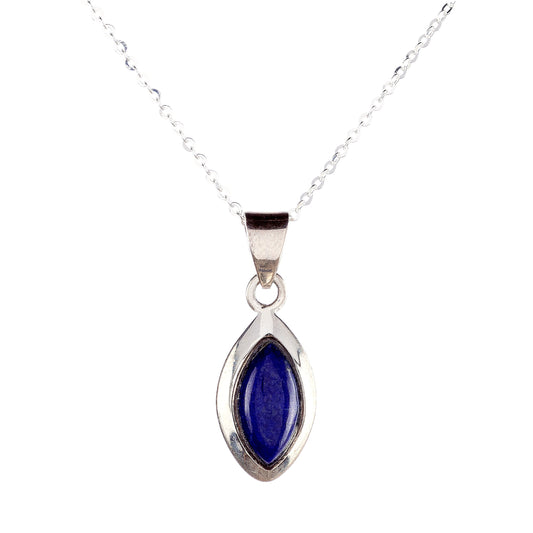 Sidabrinis pakabukas su lazurito akmeniu ir grandinėle