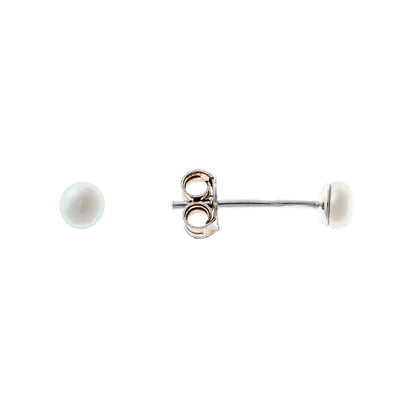 Sterling Silver Rhodium Plated 3 mm Pearl Studs