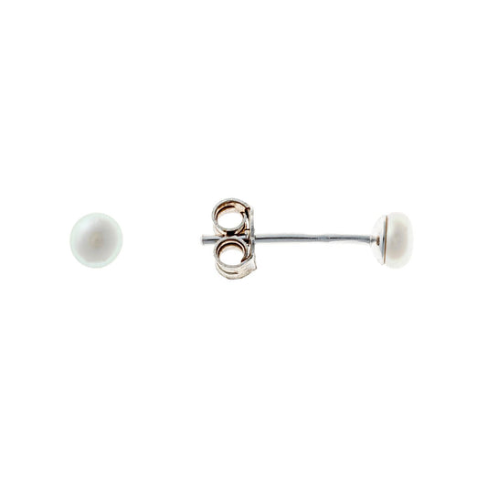 Sterling Silver Rhodium Plated 3 mm Pearl Studs