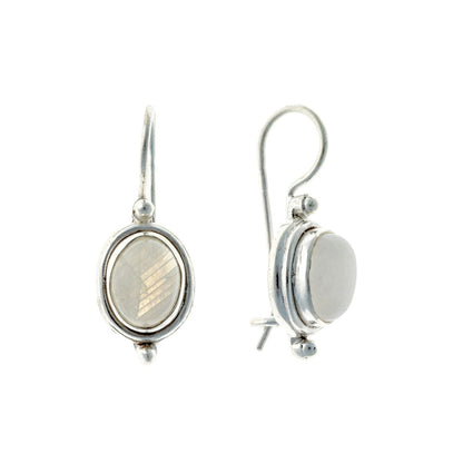 Sterling Silver Oval Moonstone Drop Earrings