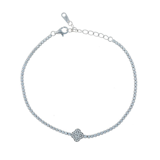 Sidabrinė rodžiuota Tennis apyrankė "Dobilas"