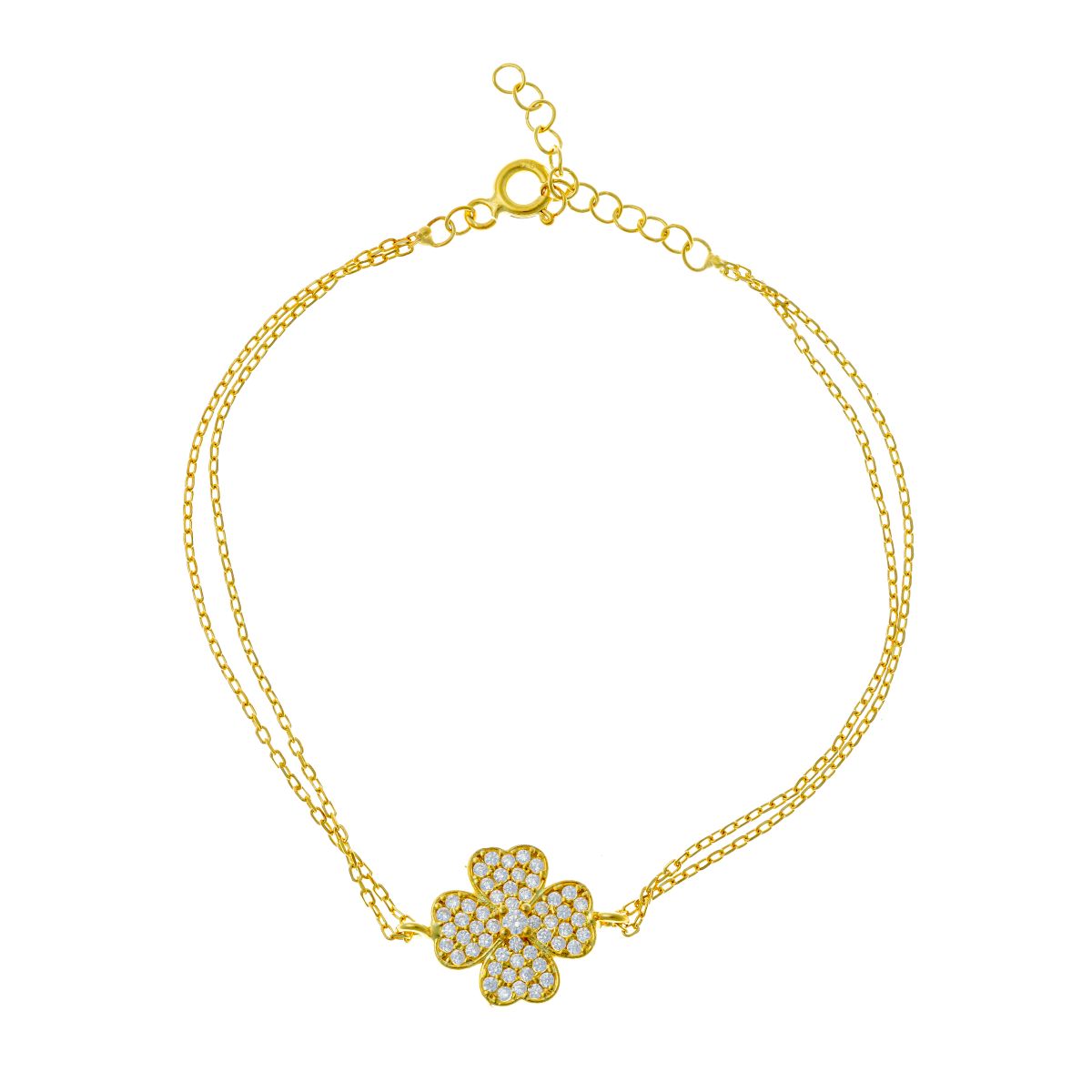 Sterling Silver Gold Plated Clover Bracelet