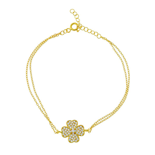 Sterling Silver Gold Plated Clover Bracelet