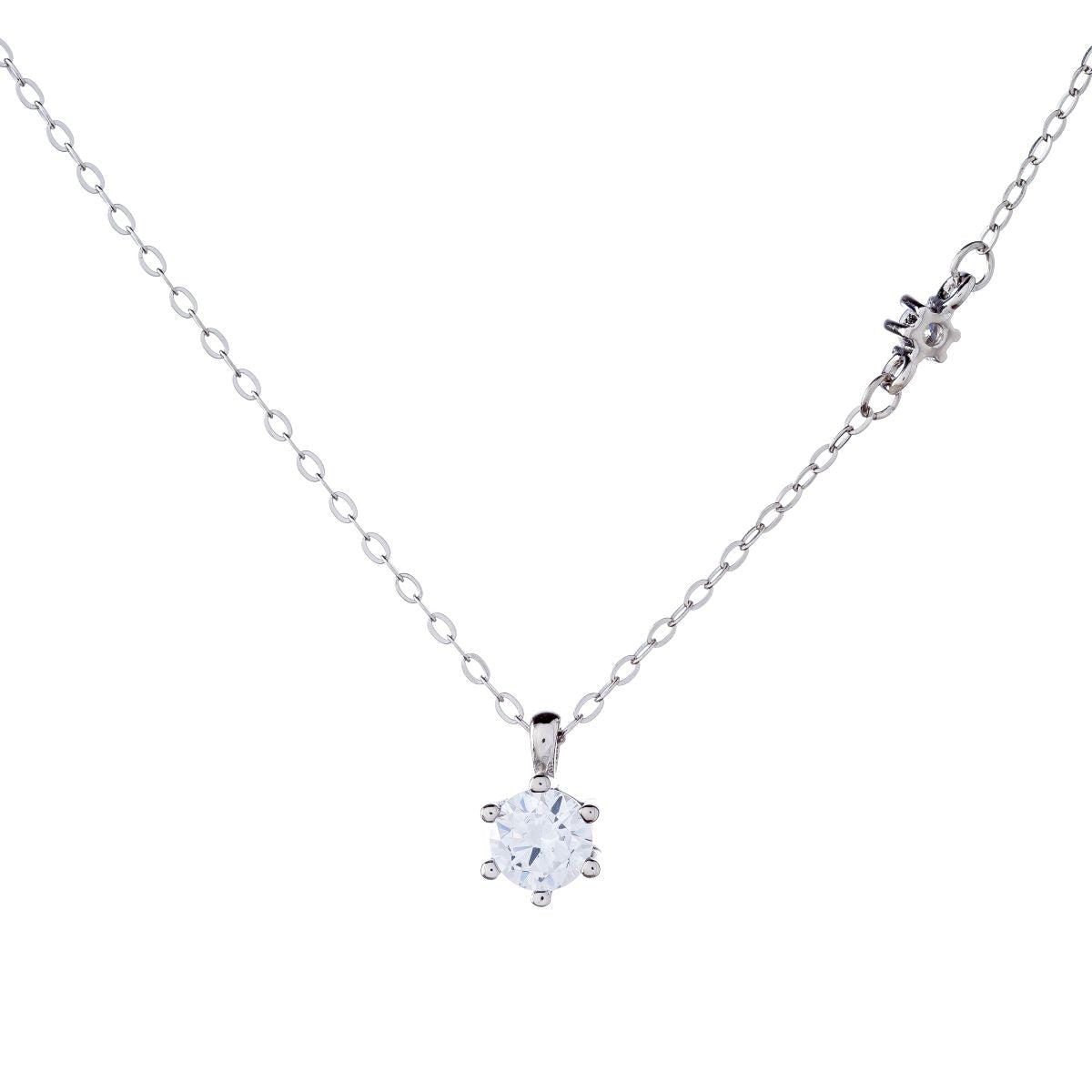 Sterling Silver Rhodium Plated CZ Necklace