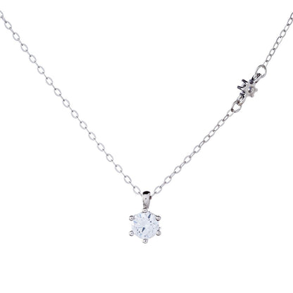 Sterling Silver Rhodium Plated CZ Necklace