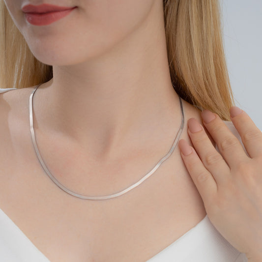 Sterling Silver Rhodium Plated 2.5 mm Flat Chain