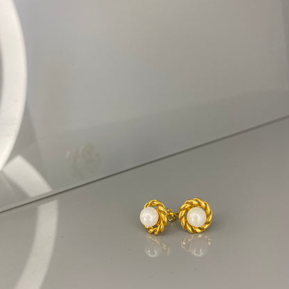 Sidabriniai auksuoti vinukai su perlu