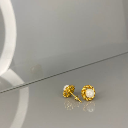 Sidabriniai auksuoti vinukai su perlu