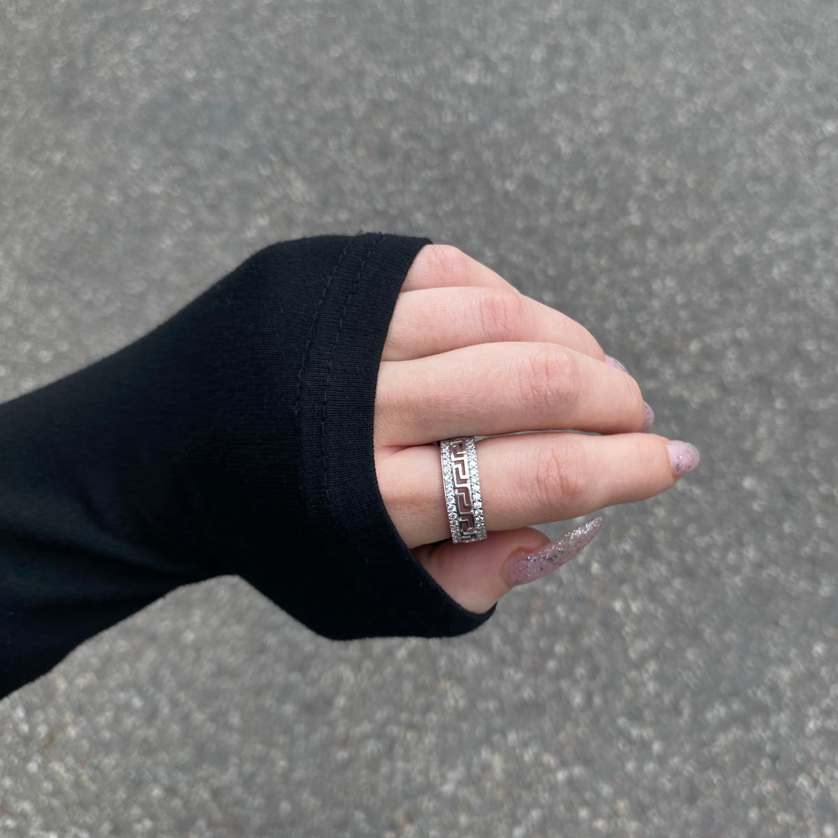 Sterling Silver Rhodium Plated CZ Band Ring