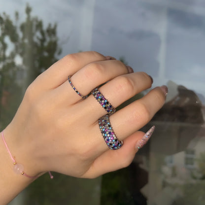 1mm paauksuotas žiedelis su spalvotu cirkoniu