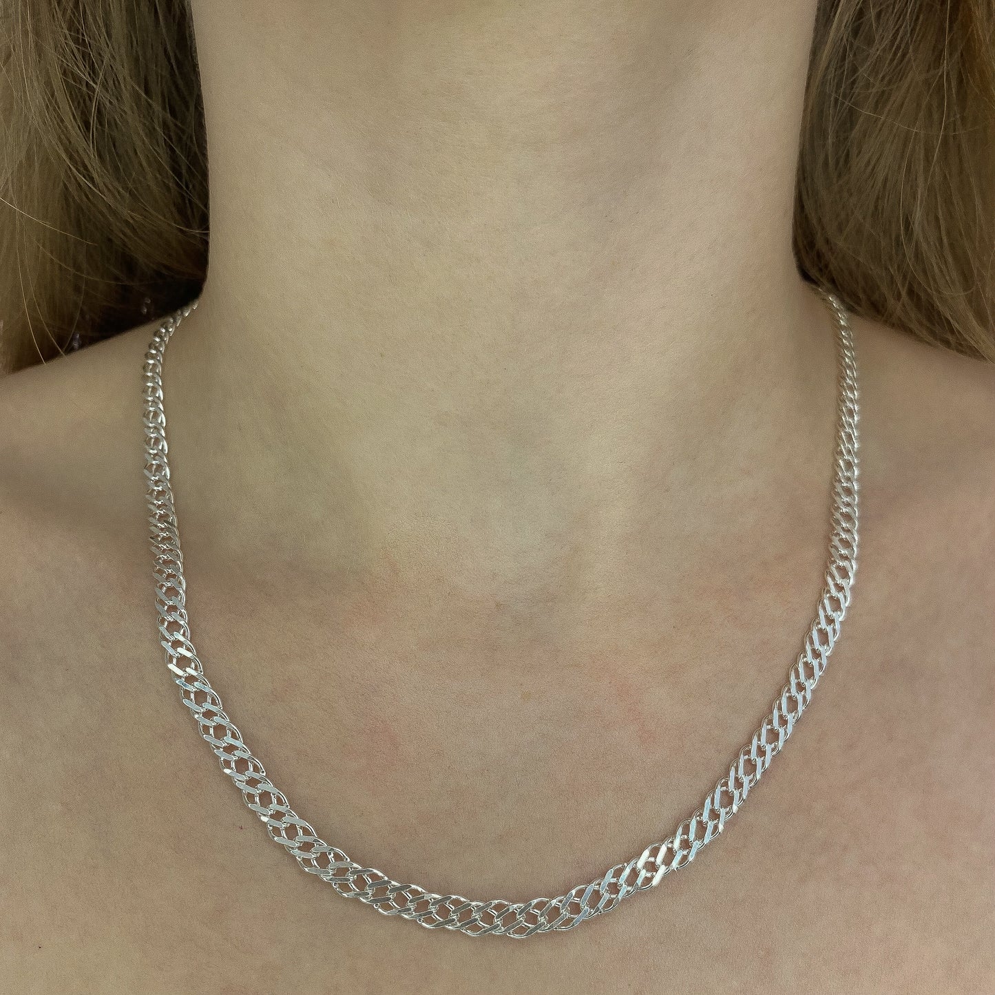 12-16g sidabrinė grandinėlė "Rombo" 45-60cm