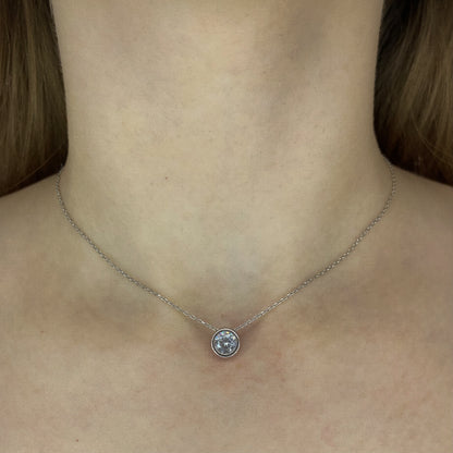 Sterling Silver Rhodium Plated CZ Crystal Necklace