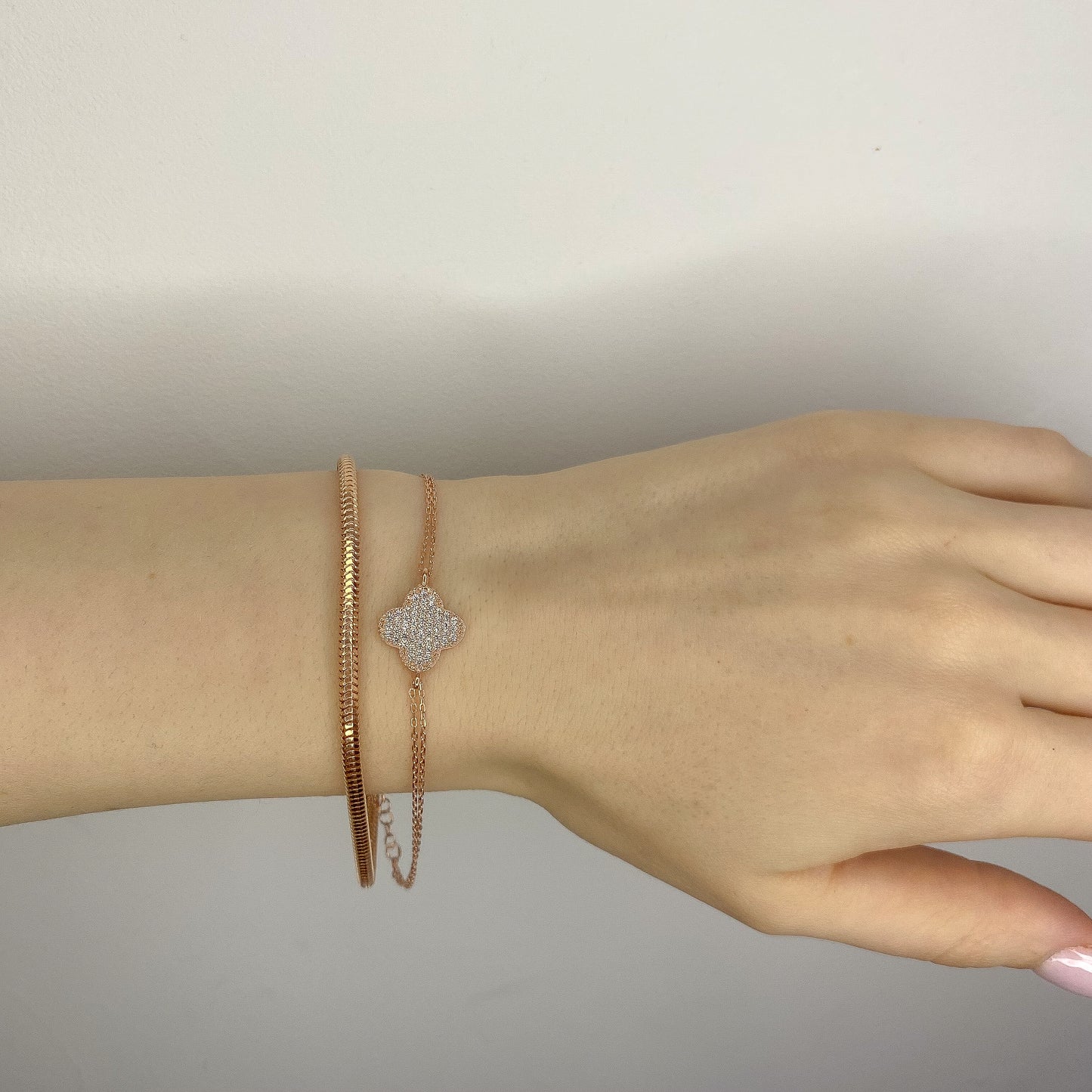 Sterling Silver Rose Gold Plated Chain Bracelet