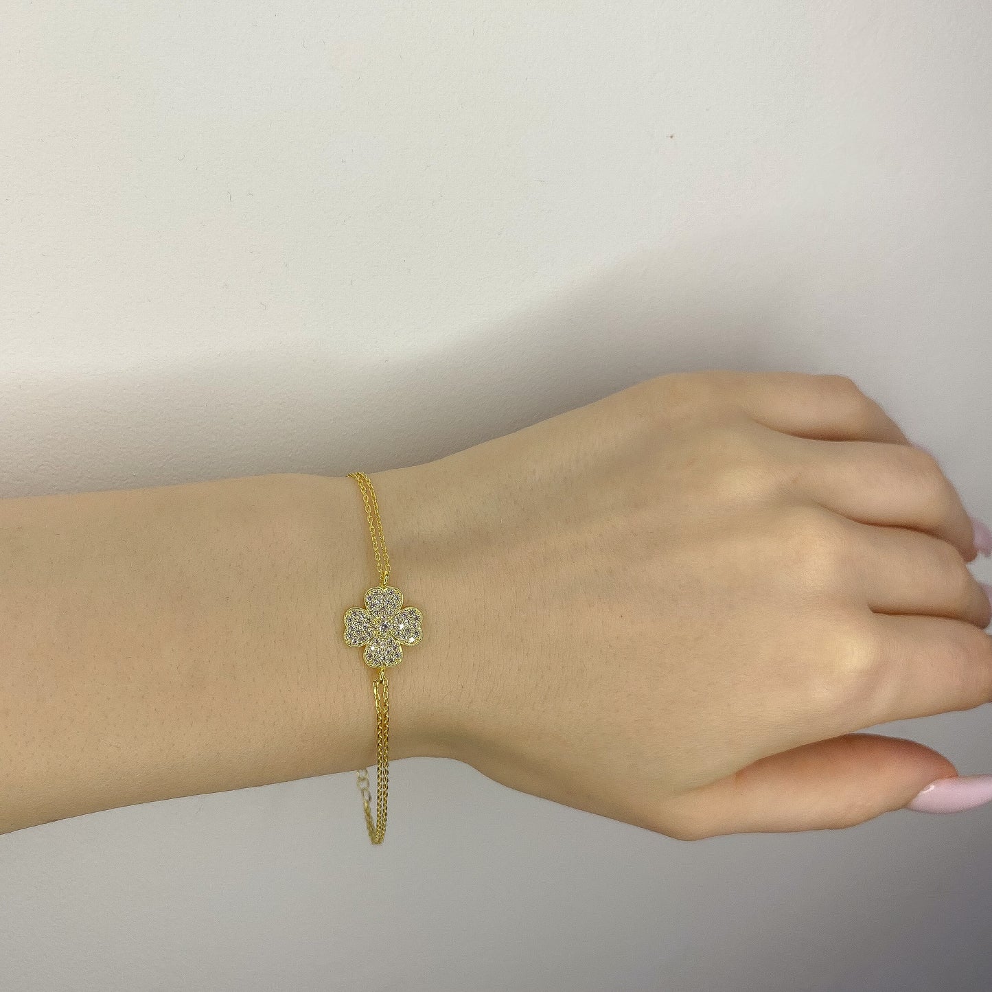 Sterling Silver Gold Plated Clover Bracelet