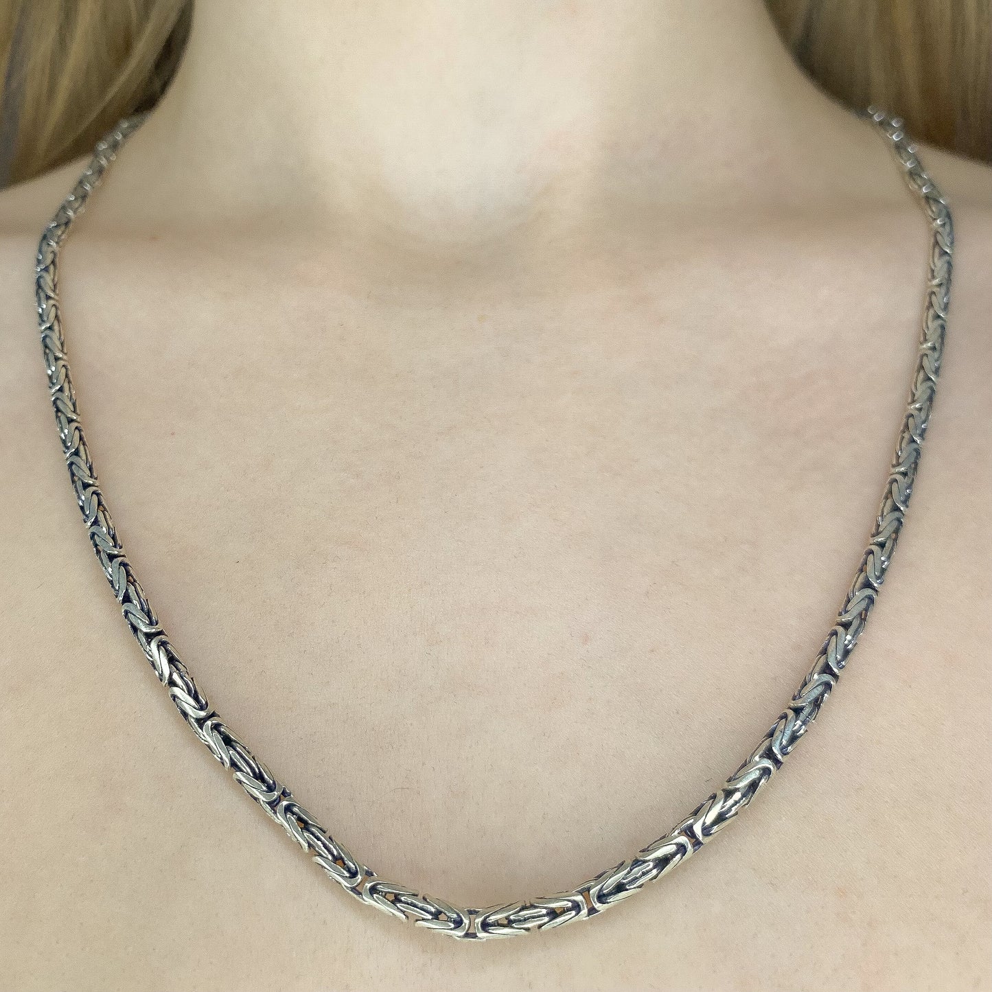 Sterling Silver Rhodium Plated 3 mm Round King Chain