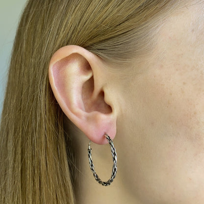 Oxidized Silver 12 - 30 mm Hoops