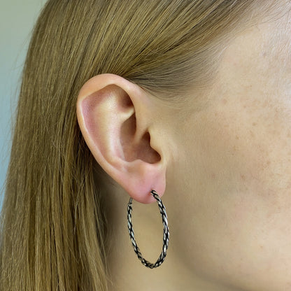 Oxidized Silver 12 - 30 mm Hoops
