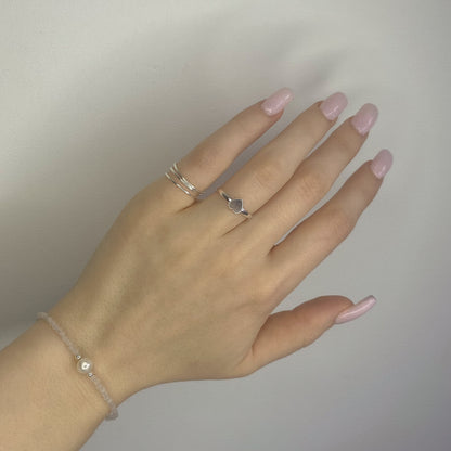 Thread Bracelet with Pearl and Rose Quartz Stones