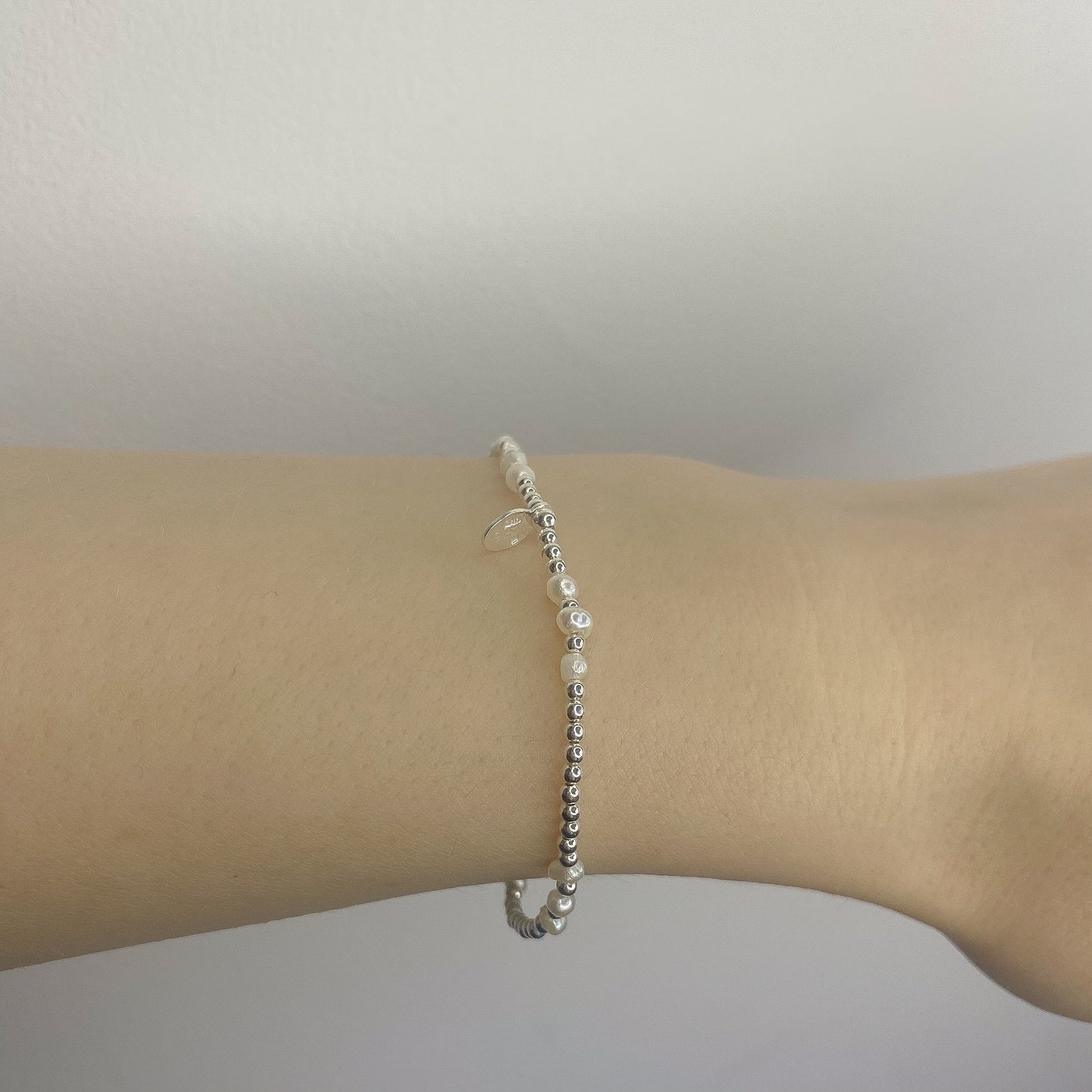 Sterling Silver Rhodium Plated Pearl Bracelet