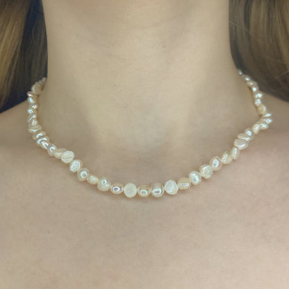 Sterling Silver Rhodium Plated Pearl Necklace