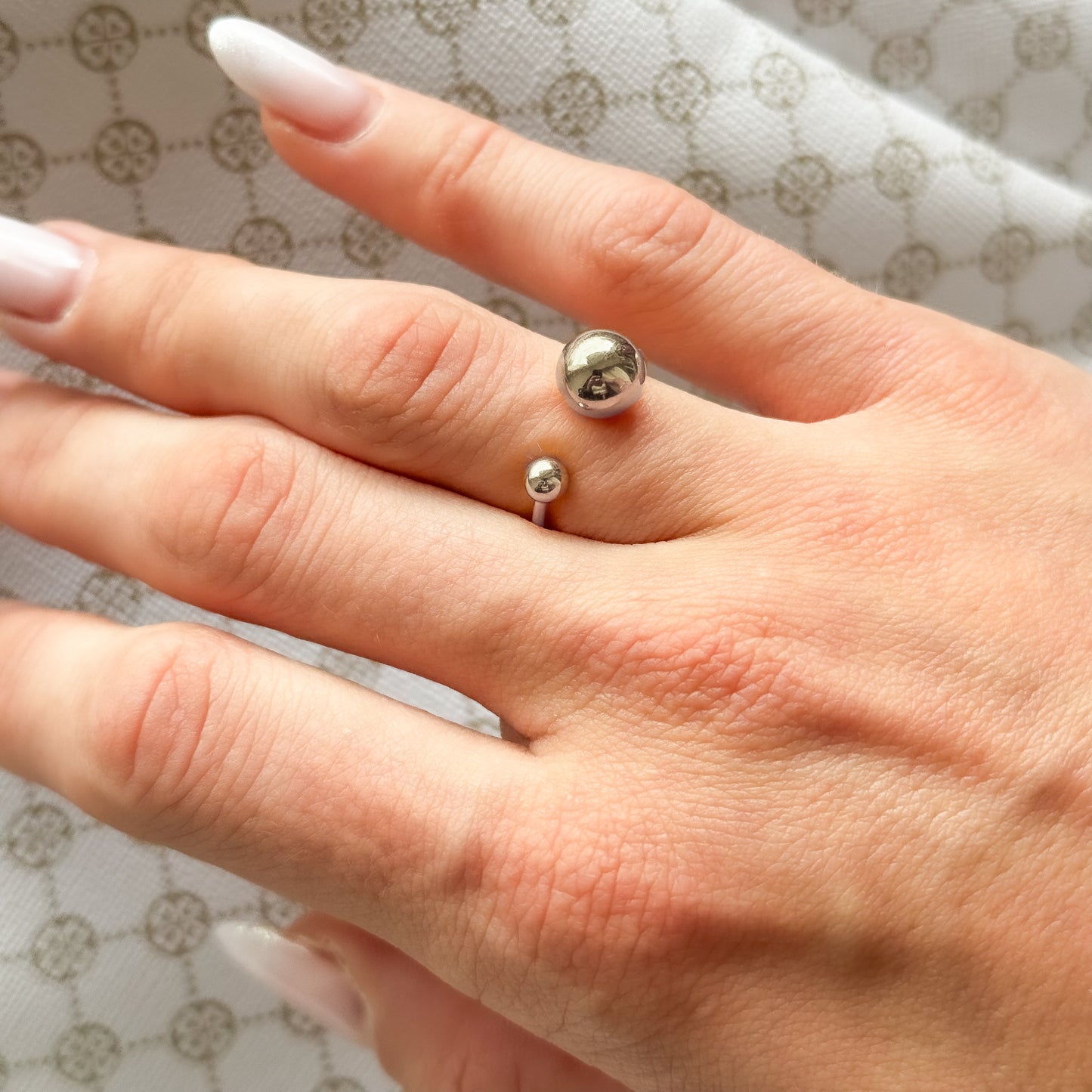 Sterling Silver Rhodium Plated Bead Ring