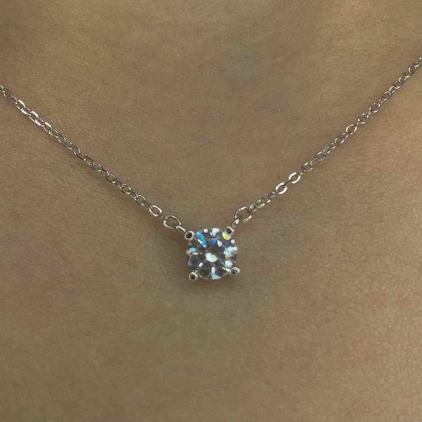 Sterling Silver Rhodium Plated CZ Necklace