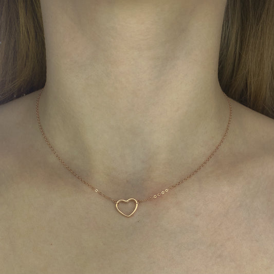 Sterling Silver Rose Gold Plated Heart Necklace