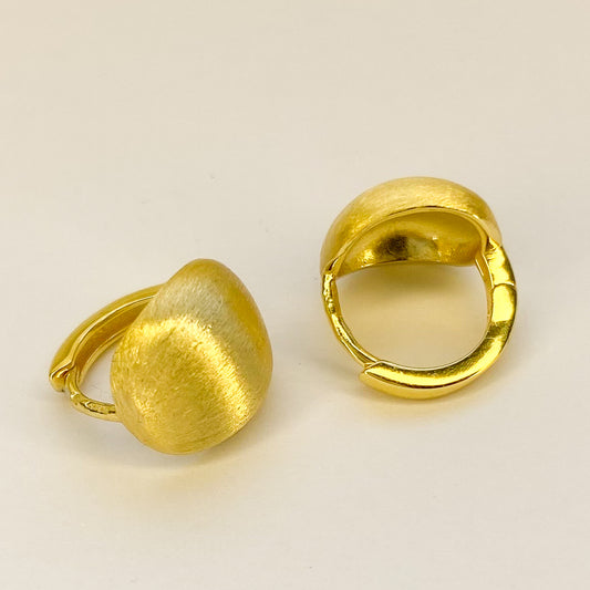 Sterling Silver Gold Plated Matte Hoops