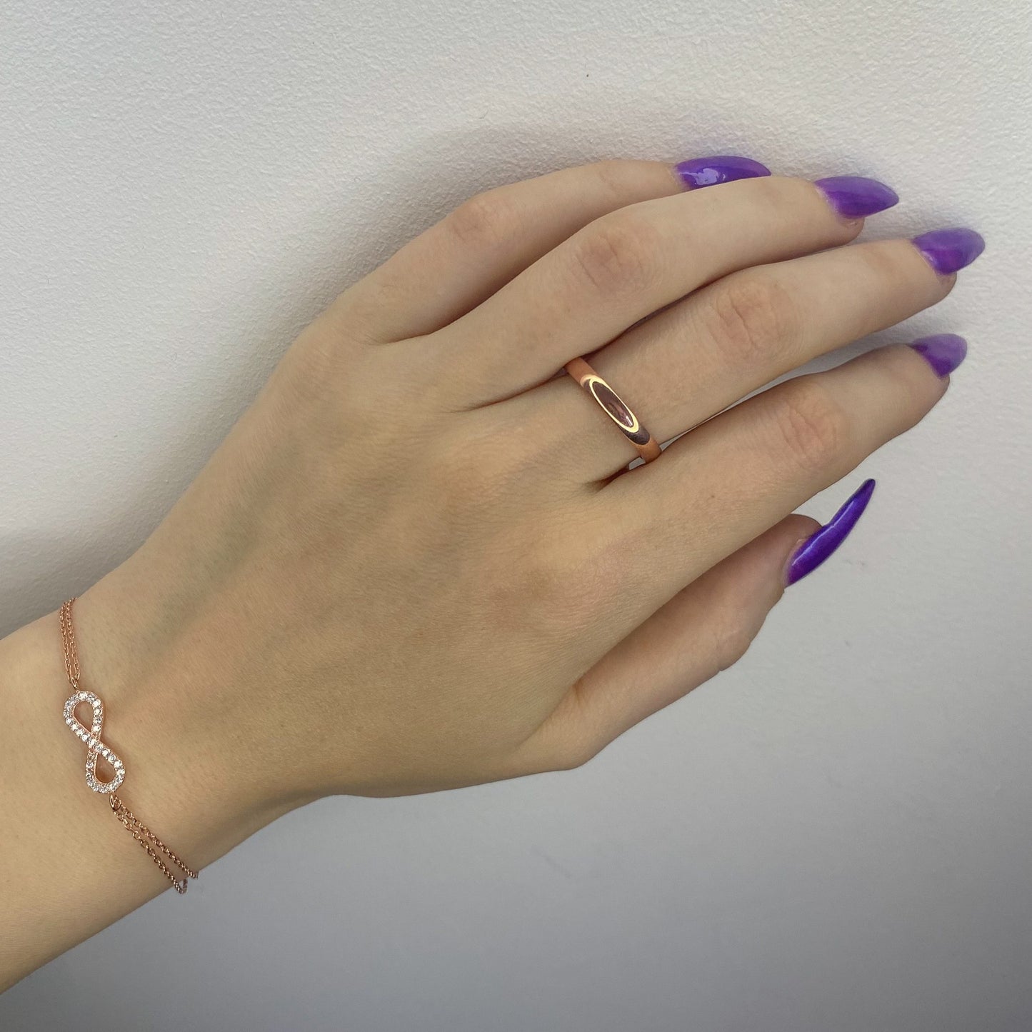 Sterling Silver Rose Gold Plated CZ Infinity Bracelet