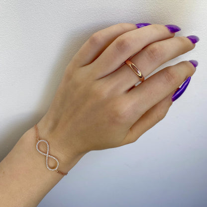 Sterling Silver Rhodium Plated CZ Infinity Bracelet