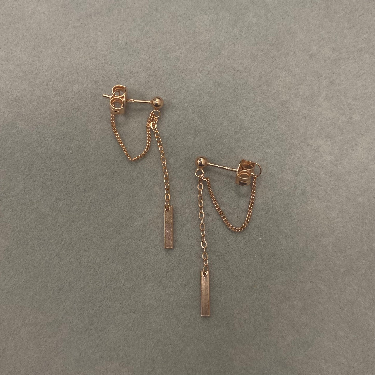 Sterling Silver Rose Gold Plated Chain Drop Earrings