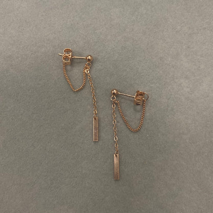 Sterling Silver Rose Gold Plated Chain Drop Earrings