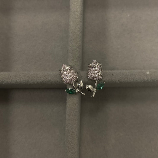 Sidabriniai rodžiuoti auskarai "Gėlytės"