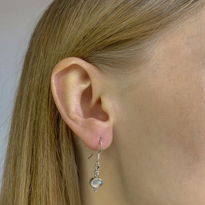 Sterling Silver Oval Moonstone Drop Earrings