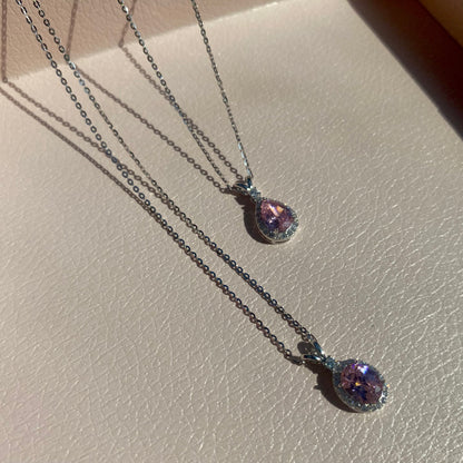 Sterling Silver Rhodium Plated Oval CZ Necklace
