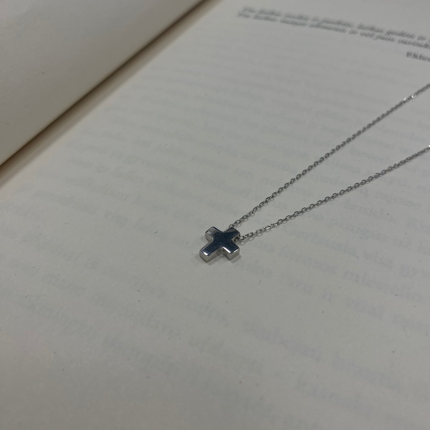Sterling Silver Rhodium Plated Cross Necklace