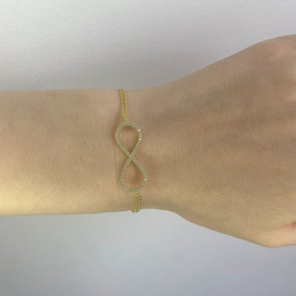 Sterling Silver Rhodium Plated CZ Infinity Bracelet
