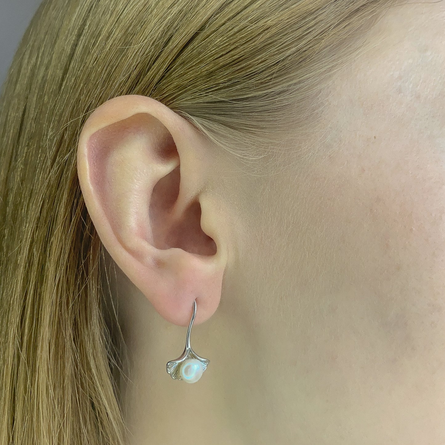 Sterling Silver Rhodium Plated Pearl Drop Earrings