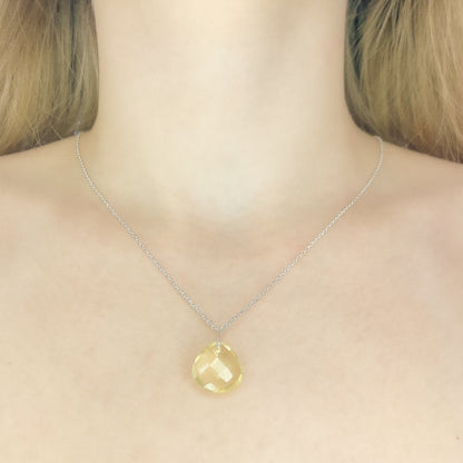 Sterling Silver Lemon Quartz Pendant Necklace